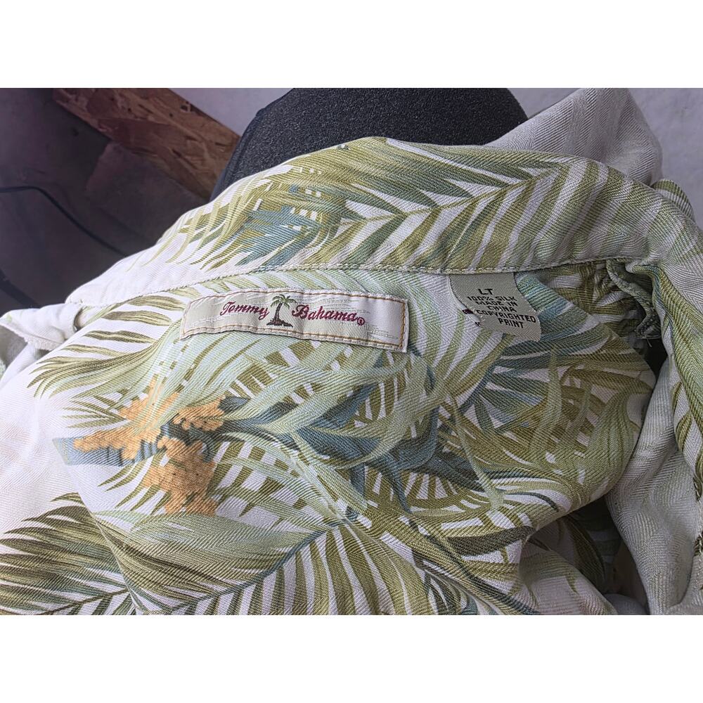Tommy Bahama Vintage Silk Palm Tree Button Down Size Large Tall - Picture 5 of 11